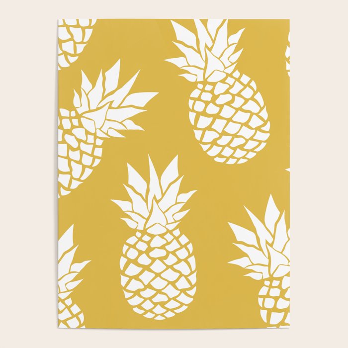 Tropical, Pineapples, Navy Blue ad White Poster Gallery Image 4