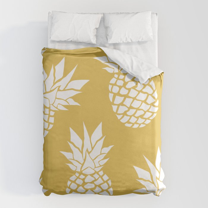 Tropical, Pineapples, Navy Blue ad White Duvet Cover Gallery Image 1