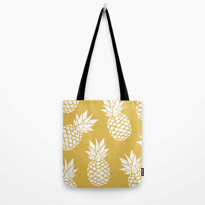 Tropical, Pineapples, Navy Blue ad White Tote Bag Gallery Image 2