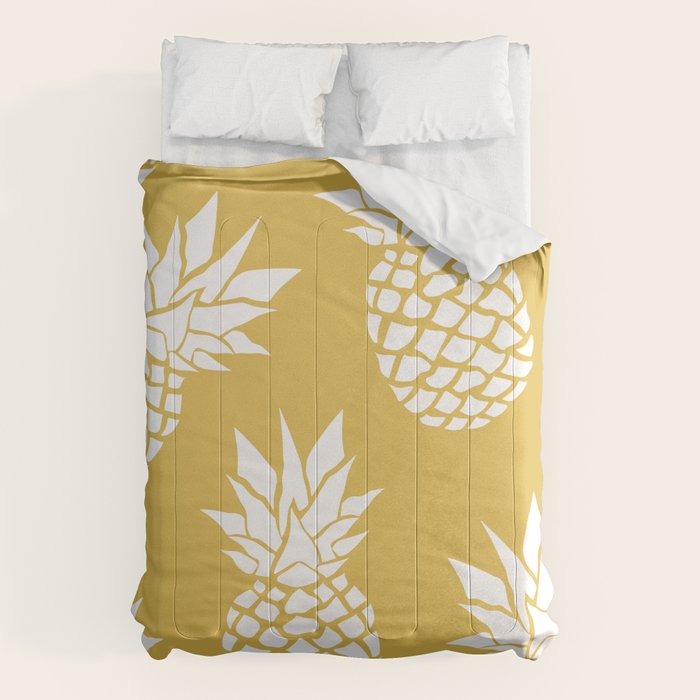 Tropical, Pineapples, Navy Blue ad White Comforter Gallery Image 6