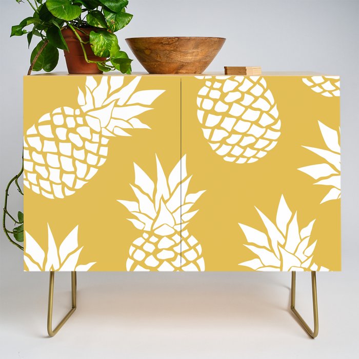 Tropical, Pineapples, Navy Blue ad White Credenza Gallery Image 1