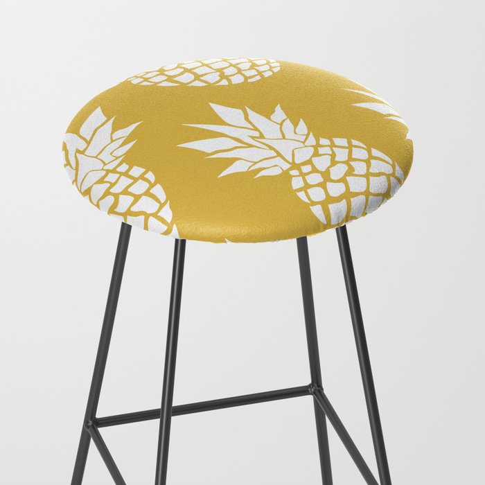 Tropical, Pineapples, Navy Blue ad White Stool Gallery Image 2