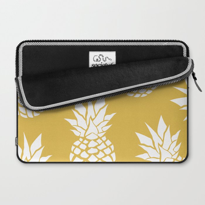 Tropical, Pineapples, Navy Blue ad White Laptop Sleeve Gallery Image 2