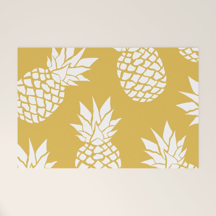 Tropical, Pineapples, Navy Blue ad White Welcome Mat Gallery Image 1