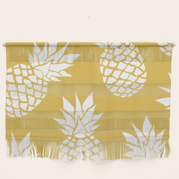 Tropical, Pineapples, Navy Blue ad White Wall Hanging Gallery Image 1