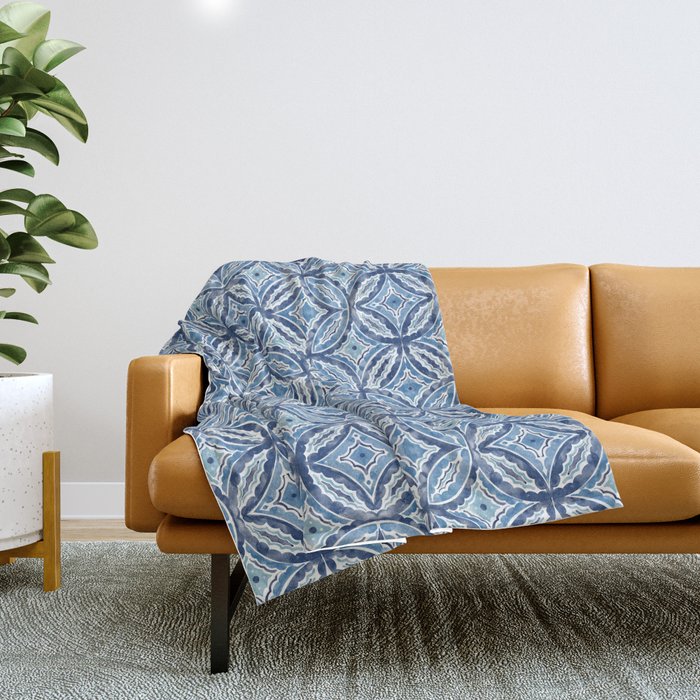 Moroccan Vibes Indigo C Throw Blanket Gallery Image 1
