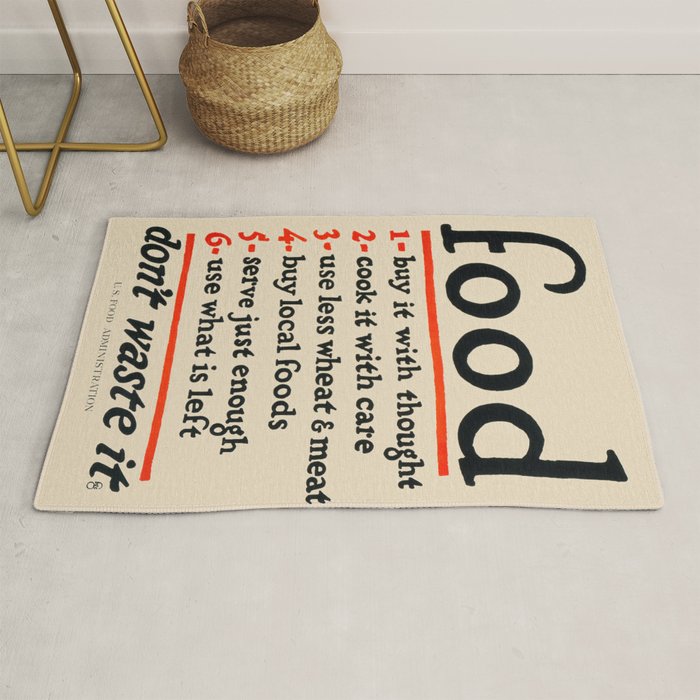 Food, Don't Waste It - WWI Poster, 1917 Rug Gallery Image 1