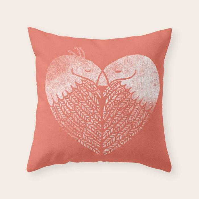 Love birds sitting on a tree Throw Pillow Gallery Image 1