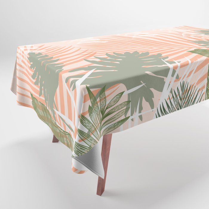 Abstract tropical plants pastel Tablecloth Gallery Image 1