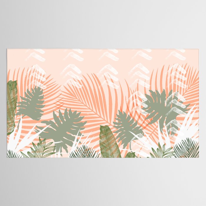Abstract tropical plants pastel Tablecloth Gallery Image 2