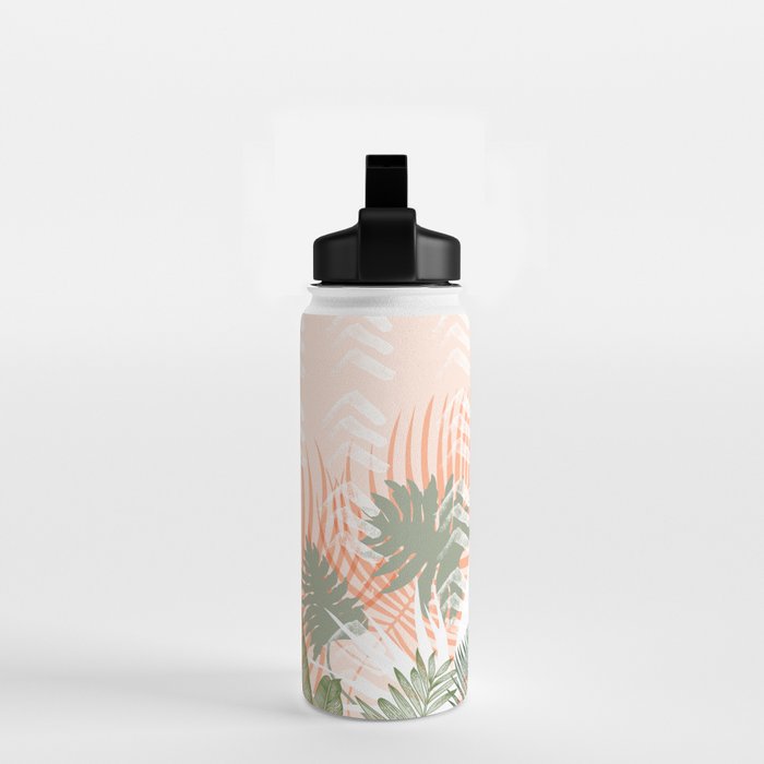 Abstract tropical plants pastel Water Bottle Gallery Image 2