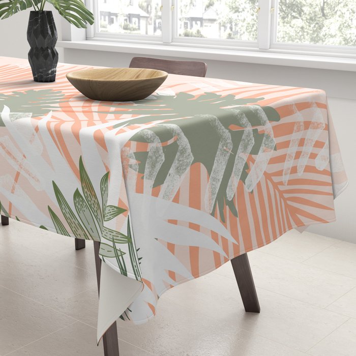 Abstract tropical plants pastel Tablecloth Gallery Image 3