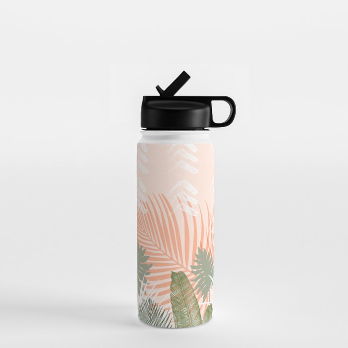 Abstract tropical plants pastel Water Bottle Gallery Image 1