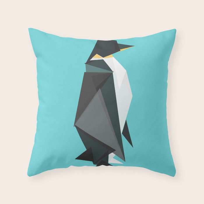 Fractal geometric emperor penguin Throw Pillow Gallery Image 6