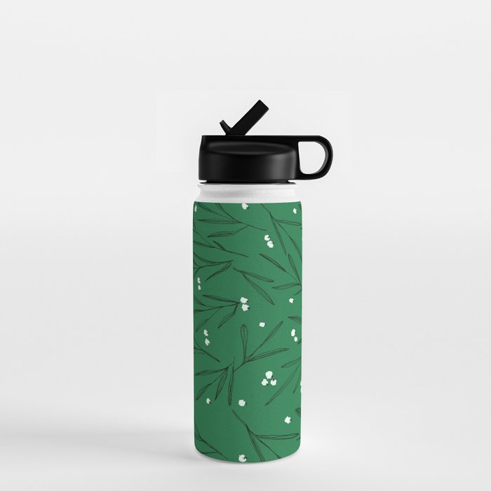 Green leaves pattern Water Bottle Gallery Image 1