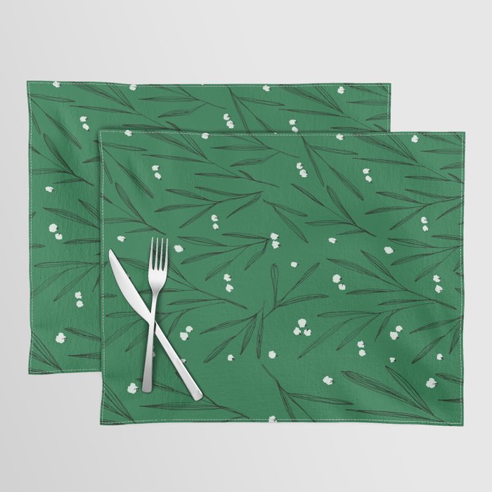 Green leaves pattern Placemat Gallery Image 1