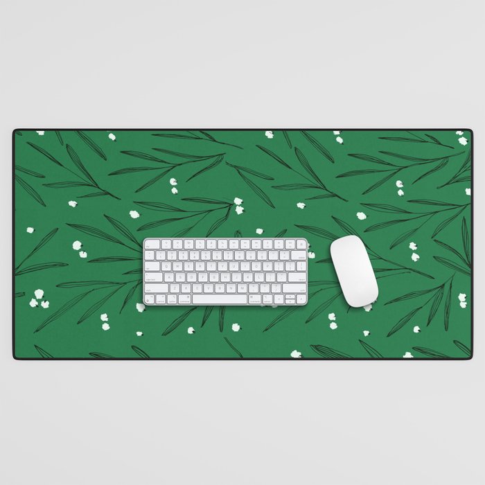 Green leaves pattern Desk Mat Gallery Image 1