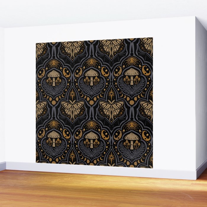 Celestial Forest Damask - Midnight Wall Mural Gallery Image 2