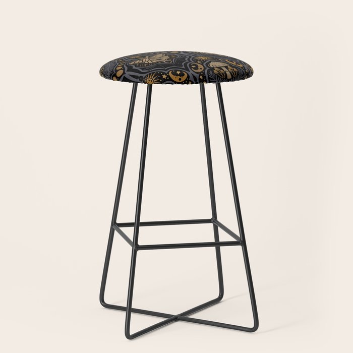 Celestial Forest Damask - Midnight Stool Gallery Image 1