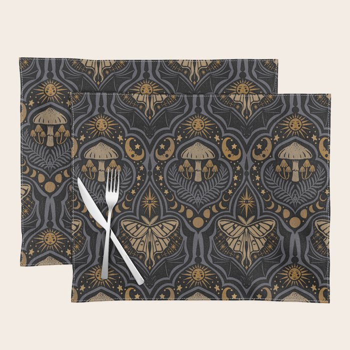 Celestial Forest Damask - Midnight Placemat Gallery Image 1