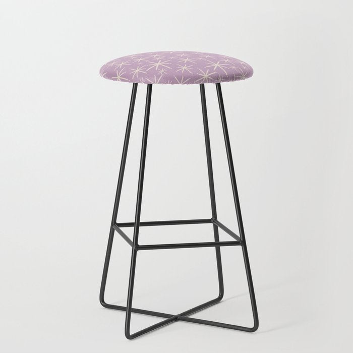 Mid Century Modern Twinkling Stars Retro Atomic Pattern Lavender Cream Stool Gallery Image 1
