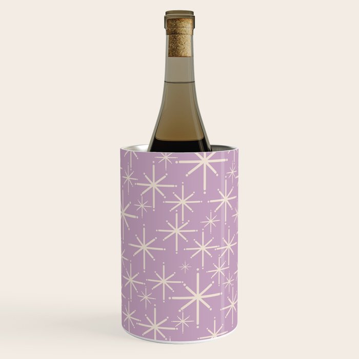 Mid Century Modern Twinkling Stars Retro Atomic Pattern Lavender Cream Wine Chiller Gallery Image 2