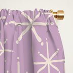Mid Century Modern Twinkling Stars Retro Atomic Pattern Lavender Cream Window Curtain Gallery Image 2
