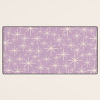 Mid Century Modern Twinkling Stars Retro Atomic Pattern Lavender Cream Desk Mat Gallery Image 3