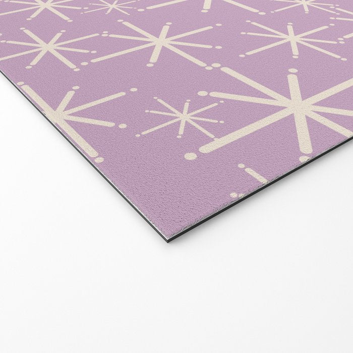 Mid Century Modern Twinkling Stars Retro Atomic Pattern Lavender Cream Welcome Mat Gallery Image 2