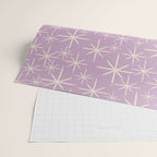 Mid Century Modern Twinkling Stars Retro Atomic Pattern Lavender Cream Wrapping Paper Gallery Image 2