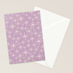 Mid Century Modern Twinkling Stars Retro Atomic Pattern Lavender Cream Stationery Card Gallery Image 2
