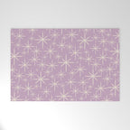 Mid Century Modern Twinkling Stars Retro Atomic Pattern Lavender Cream Welcome Mat Gallery Image 1