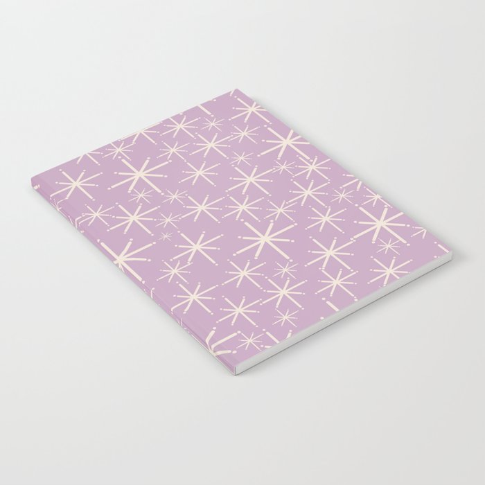 Mid Century Modern Twinkling Stars Retro Atomic Pattern Lavender Cream Notebook Gallery Image 2