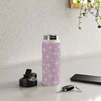 Mid Century Modern Twinkling Stars Retro Atomic Pattern Lavender Cream Water Bottle Gallery Image 4