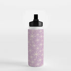 Mid Century Modern Twinkling Stars Retro Atomic Pattern Lavender Cream Water Bottle Gallery Image 2