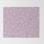 Mid Century Modern Twinkling Stars Retro Atomic Pattern Lavender Cream Throw Blanket Gallery Image 2