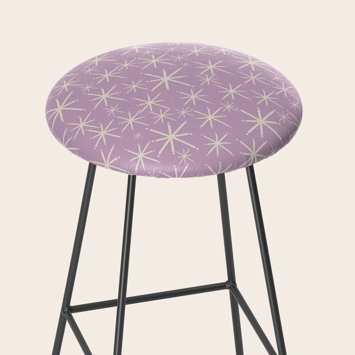 Mid Century Modern Twinkling Stars Retro Atomic Pattern Lavender Cream Stool Gallery Image 2