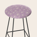 Mid Century Modern Twinkling Stars Retro Atomic Pattern Lavender Cream Stool Gallery Image 2