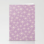 Mid Century Modern Twinkling Stars Retro Atomic Pattern Lavender Cream Stationery Card Gallery Image 2