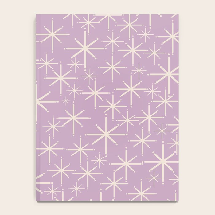Mid Century Modern Twinkling Stars Retro Atomic Pattern Lavender Cream Notebook Gallery Image 4