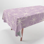 Mid Century Modern Twinkling Stars Retro Atomic Pattern Lavender Cream Tablecloth Gallery Image 1