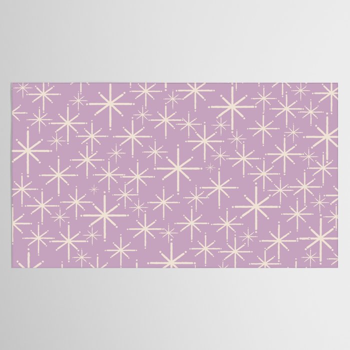 Mid Century Modern Twinkling Stars Retro Atomic Pattern Lavender Cream Tablecloth Gallery Image 2