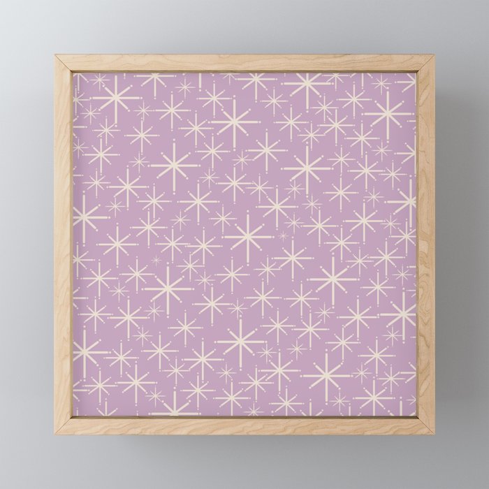 Mid Century Modern Twinkling Stars Retro Atomic Pattern Lavender Cream Mini Art Print Gallery Image 1