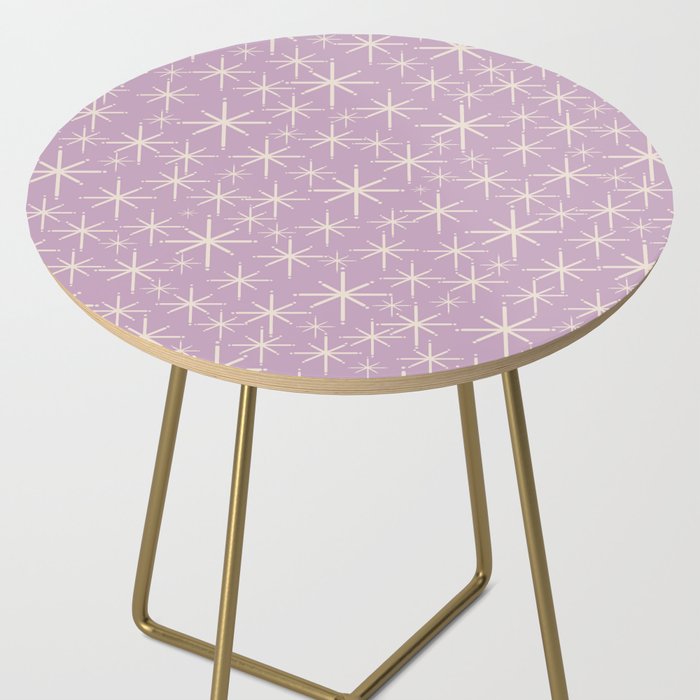 Mid Century Modern Twinkling Stars Retro Atomic Pattern Lavender Cream Side Table Gallery Image 2