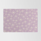 Mid Century Modern Twinkling Stars Retro Atomic Pattern Lavender Cream Rug Gallery Image 2