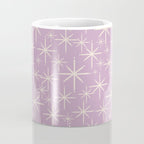 Mid Century Modern Twinkling Stars Retro Atomic Pattern Lavender Cream Coffee Mug Gallery Image 4