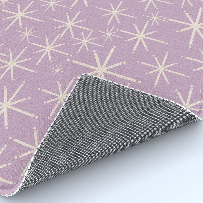 Mid Century Modern Twinkling Stars Retro Atomic Pattern Lavender Cream Rug Gallery Image 4