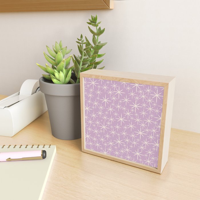 Mid Century Modern Twinkling Stars Retro Atomic Pattern Lavender Cream Mini Art Print Gallery Image 2