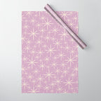 Mid Century Modern Twinkling Stars Retro Atomic Pattern Lavender Cream Wrapping Paper Gallery Image 1