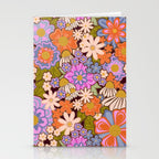 Psychedelic 70s Floral Pattern Stationery Card Gallery Image 2